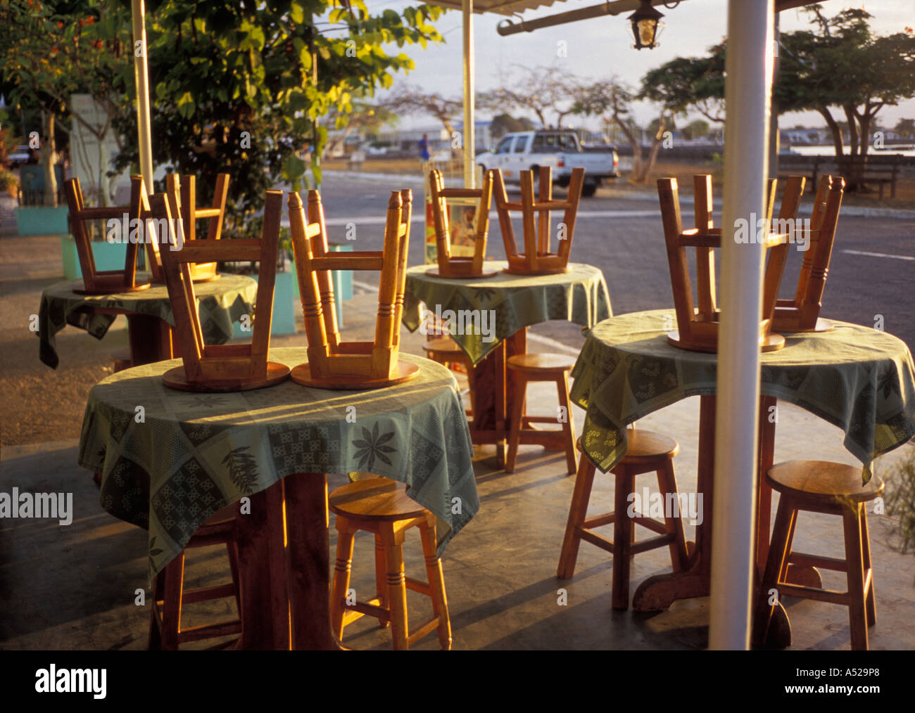 Chairs on tables Stock Photo Alamy