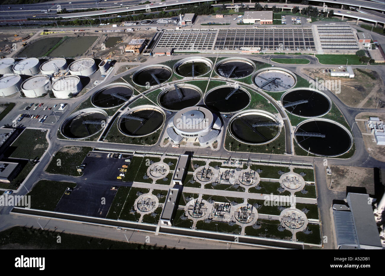 aerial view of water pollution control plant Stock Photo Alamy