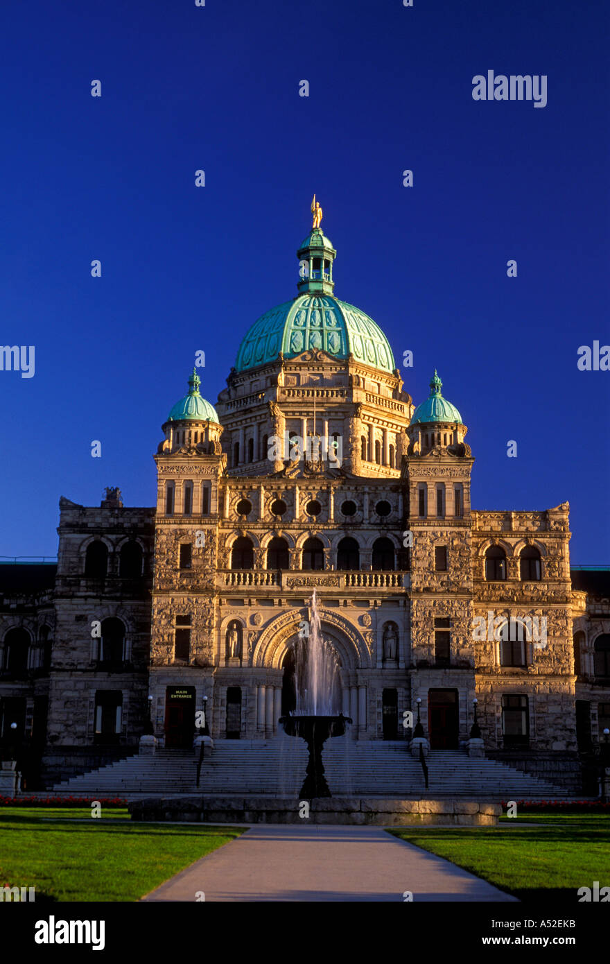 Parliament Buildings home to the Legislative Assembly of British Columbia in the city of Victoria on Vancouver Island in British Columbia in Canada Stock Photo