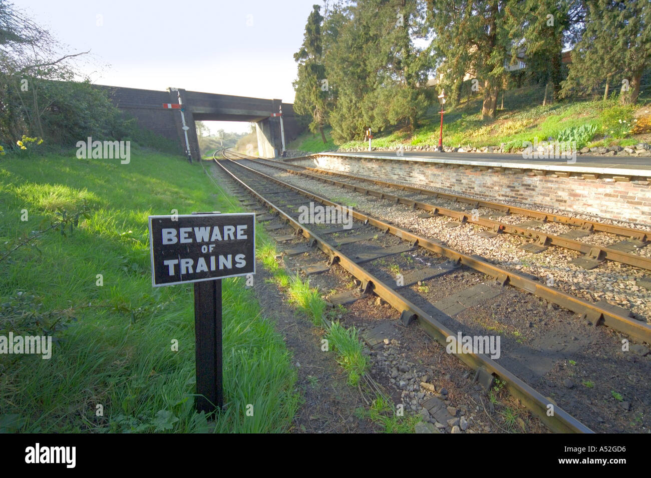 england gloucestershire the cotswolds the gloucestershire and warwickshire preserved railway winchcombe station greet Stock Photo