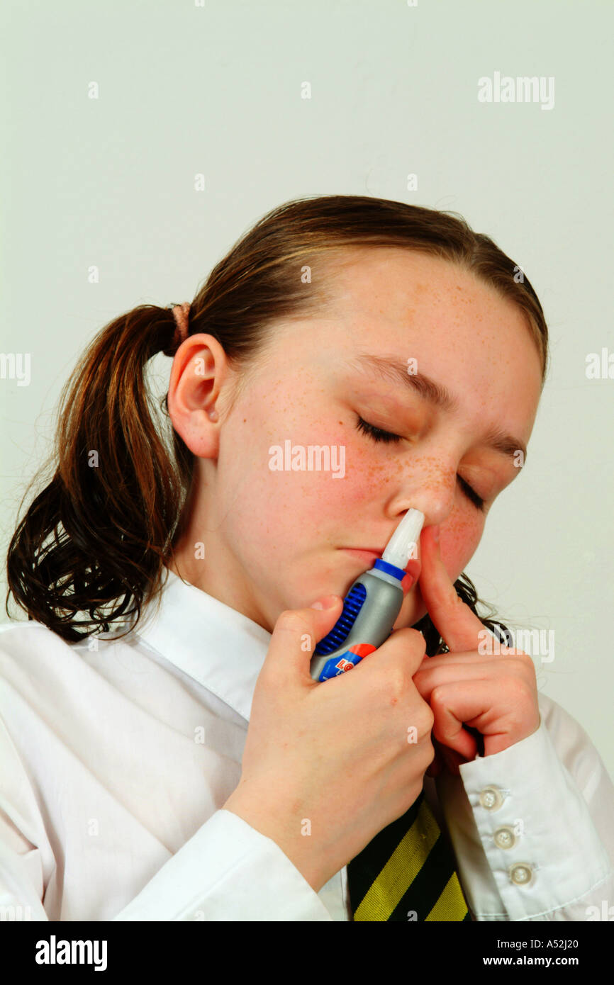 glue sniff Stock Photo
