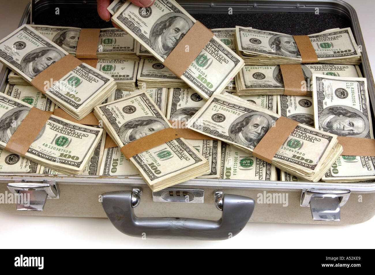 briefcase full of 100 dollar bills US Stock Photo Alamy