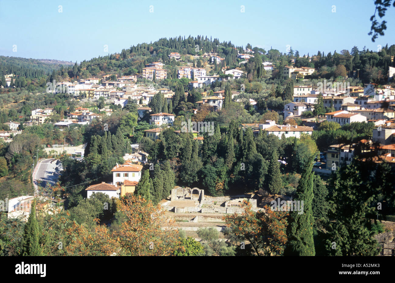 Fiesole with Roman Baths, Florence, Italy Stock Photo