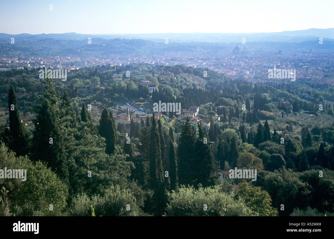 view over Florence from Fiesole, Italy Stock Photo