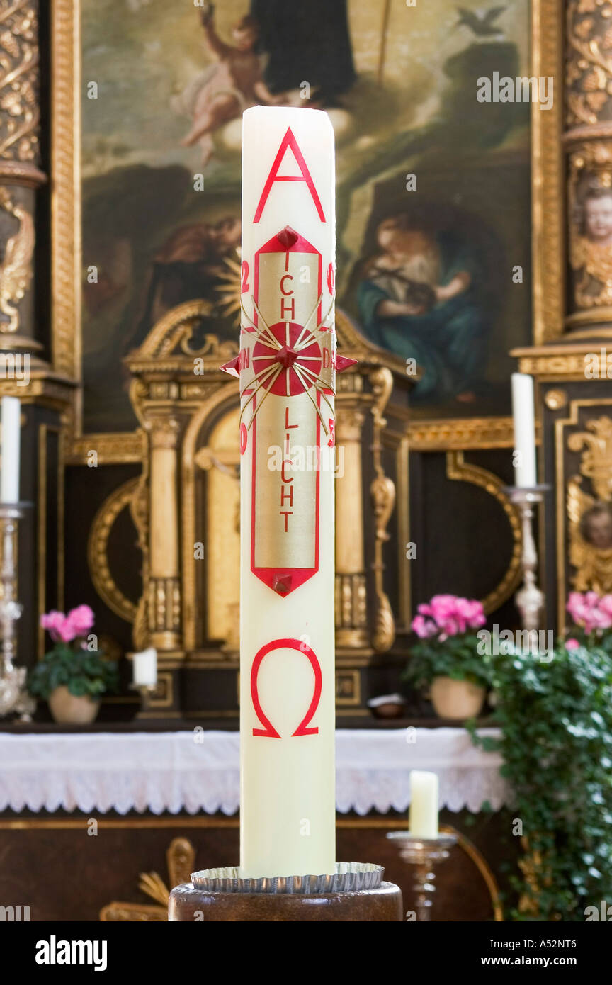 Easter candle Gelting quarter of Geretsried Upper Bavaria Germany daughter church S. Benedikt Stock Photo