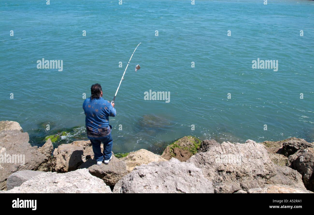 Sebastian Inlet State Park Melbourne Beach Florida parks man fishing in