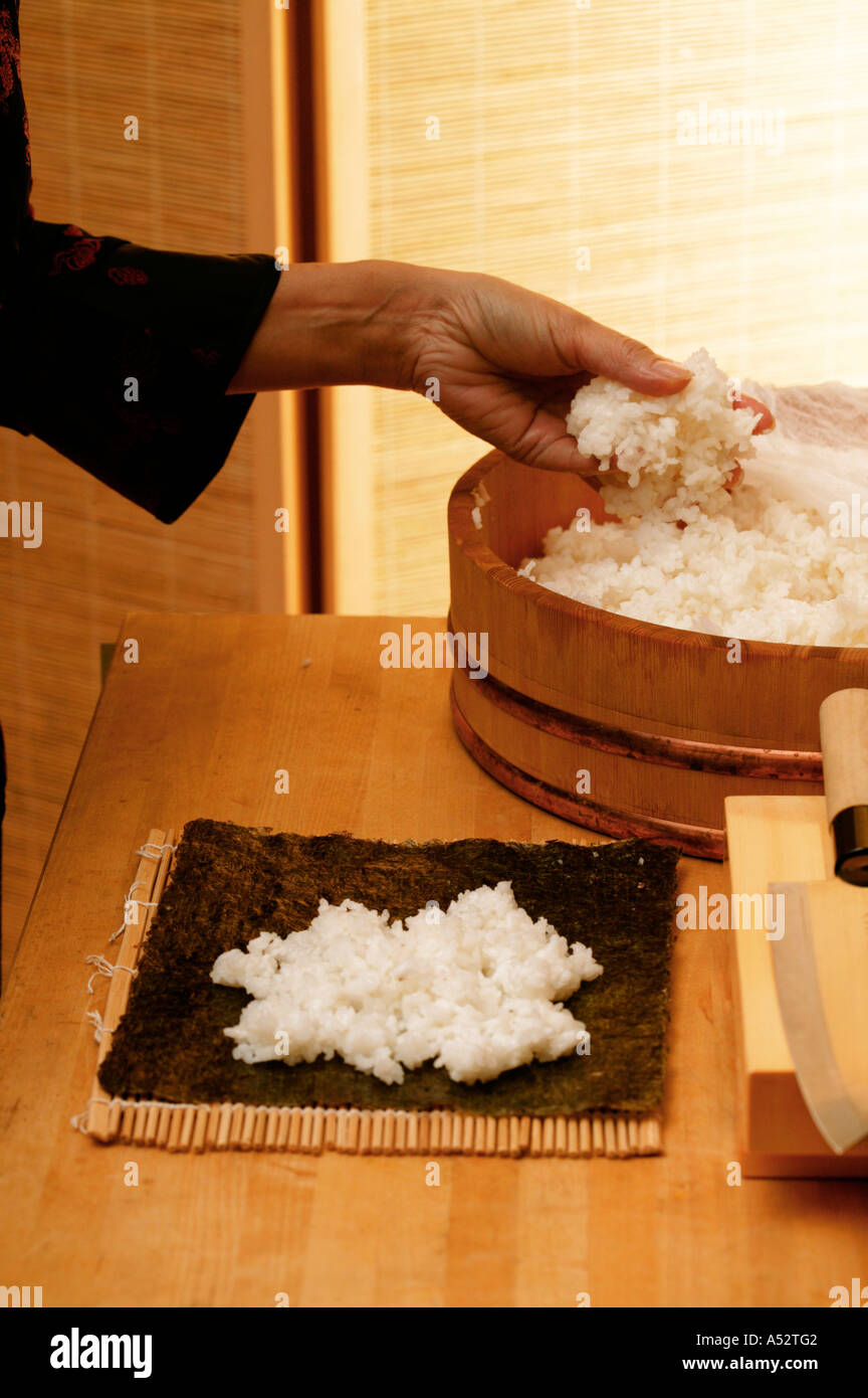 Preparing maki sushi Stock Photo - Alamy