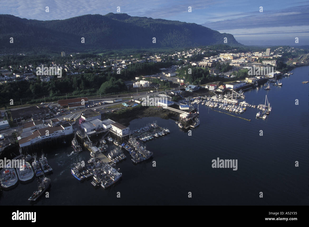 Canada British Columbia Prince Rupert Aerial view of Prince Rupert on summer morning Stock Photo
