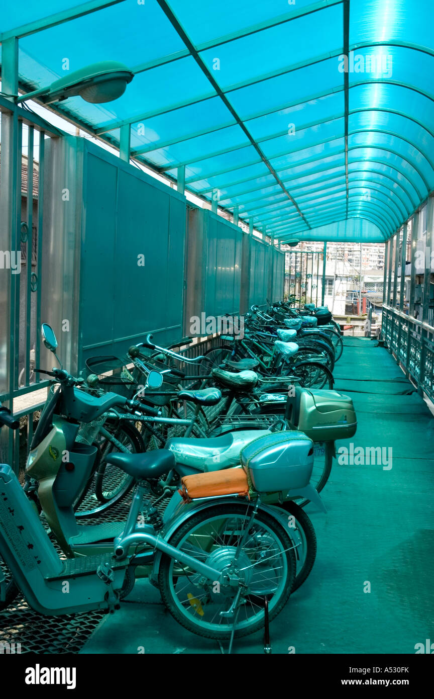 Covered bicycle storage, Shanghai Stock Photo - Alamy