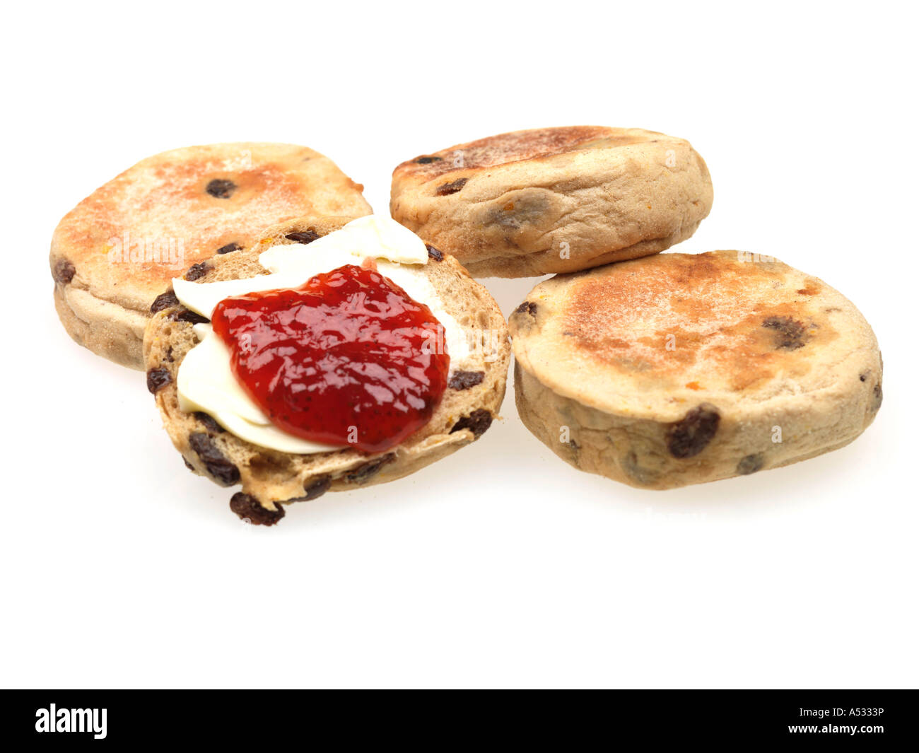 Fruit Muffins with Butter and Jam Stock Photo Alamy