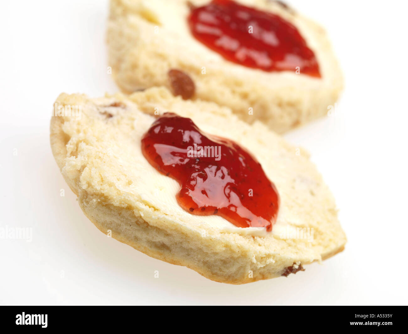 Fruit Scones with Jam and Butter Stock Photo Alamy