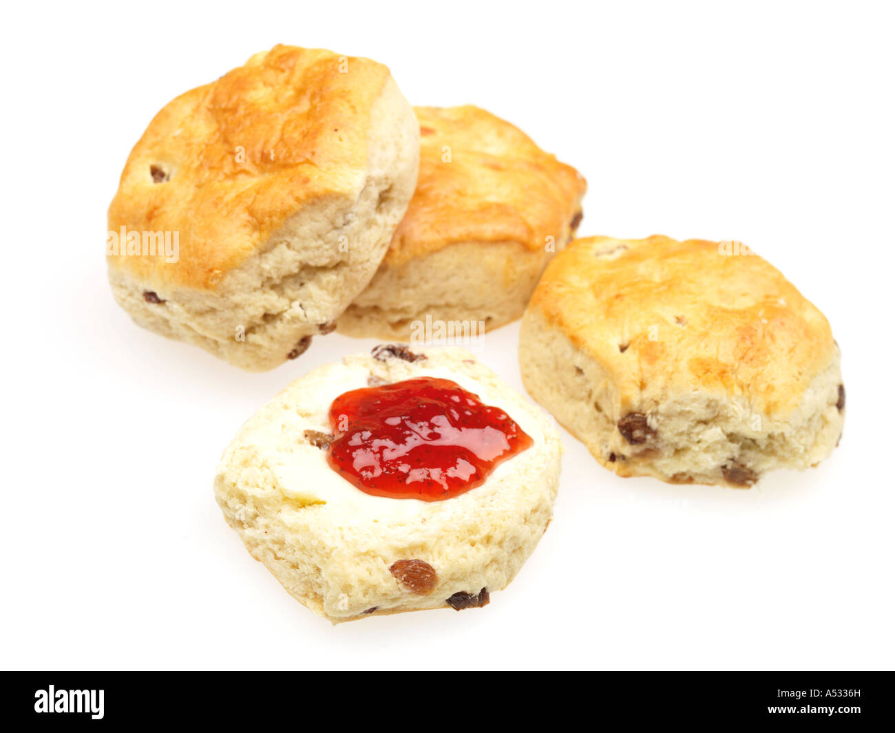 Fruit Scones with Jam and Butter Stock Photo Alamy