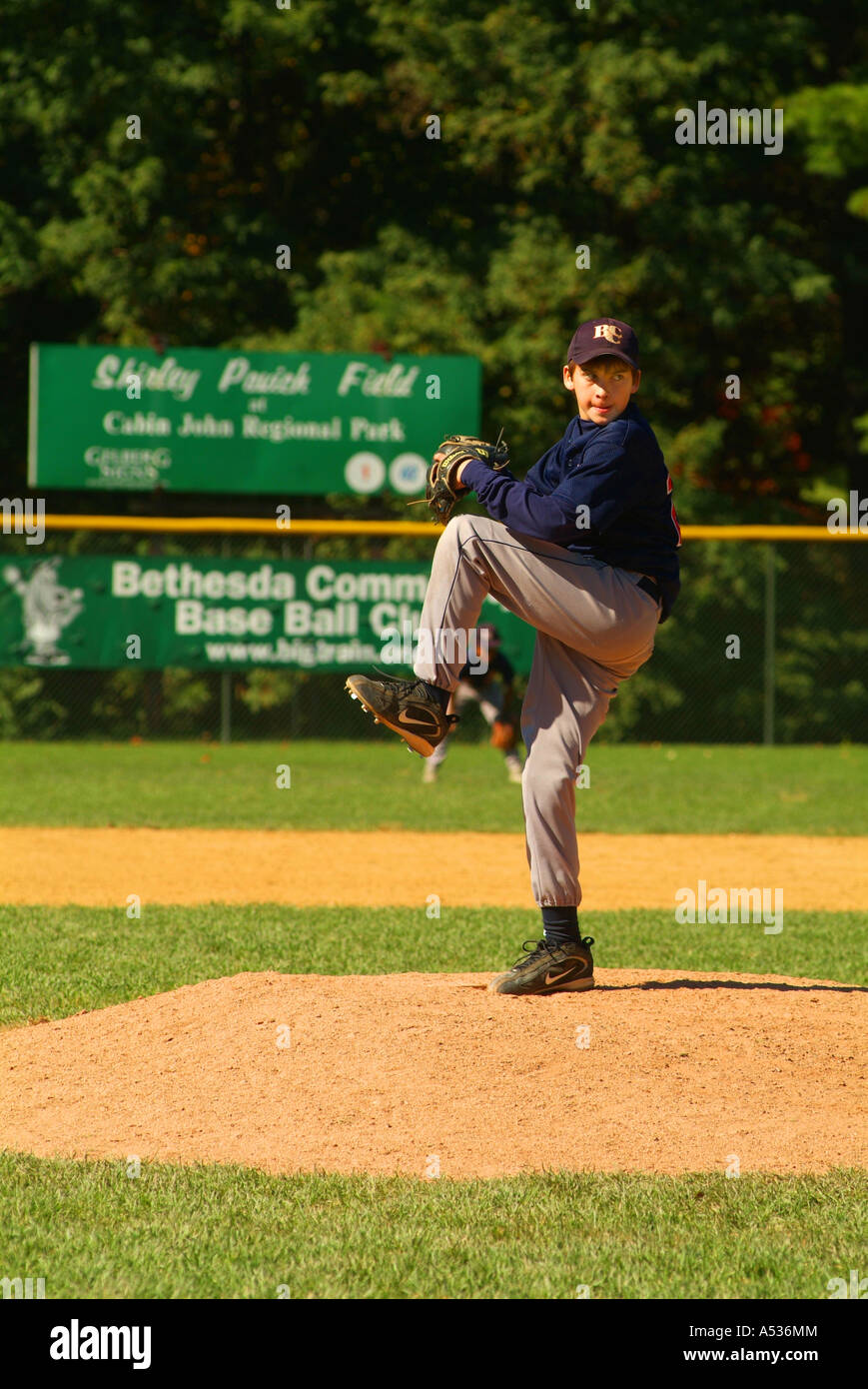 Little League Baseball Pitcher In Bethesda Md Stock Photo