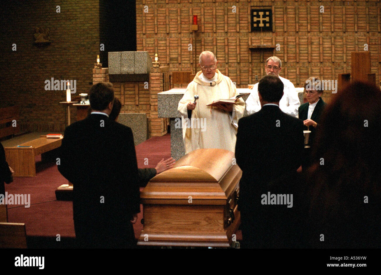 Priests conducting a funeral. St. Alphonsus Catholic Church Brooklyn