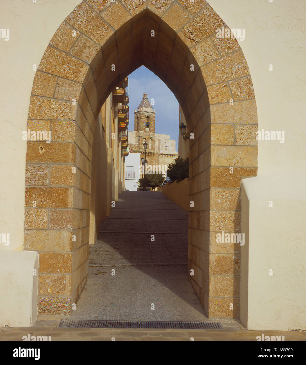 church at the village of Rota Andalusia Base Beach Cadiz Province Spain ...