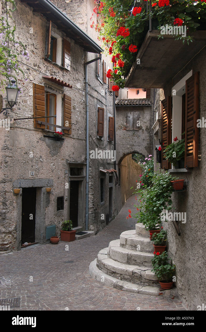 Alley in Pieve di Tremosine, Lake Garda, Italy Stock Photo