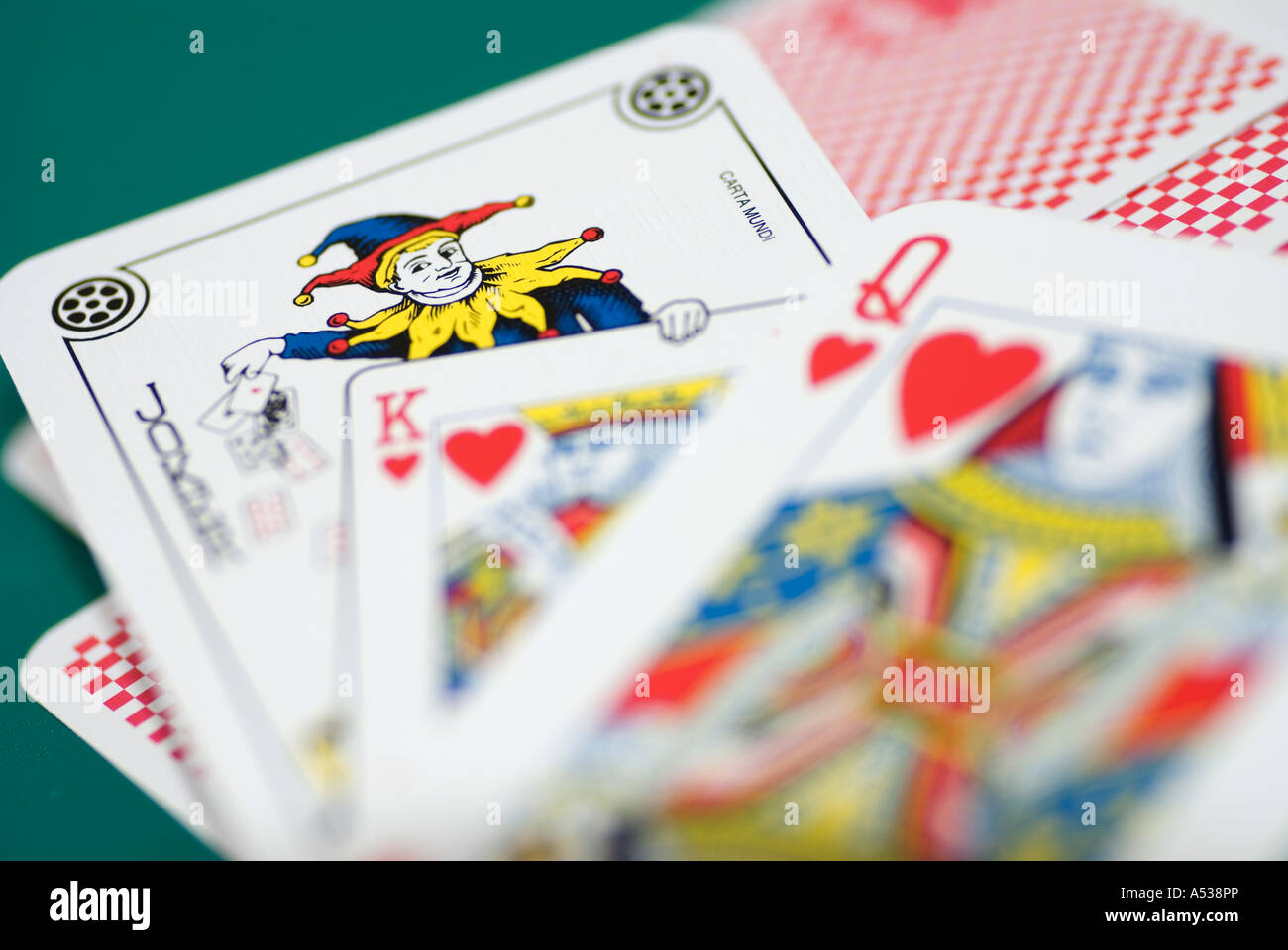 Joker And King And Queen Of Hearts Playing Card Stock Photo Alamy