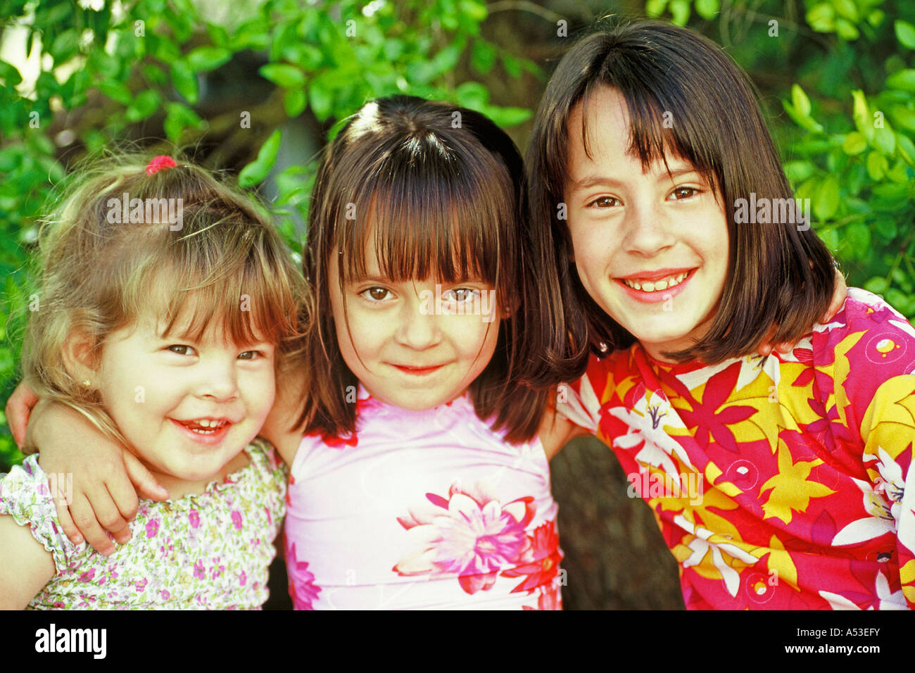 Three little girls Stock Photo