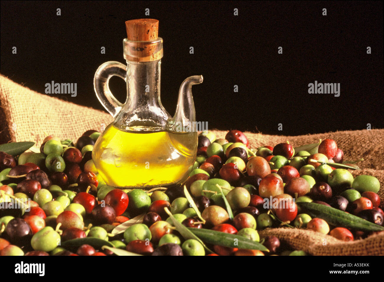 Oil and olives Stock Photo