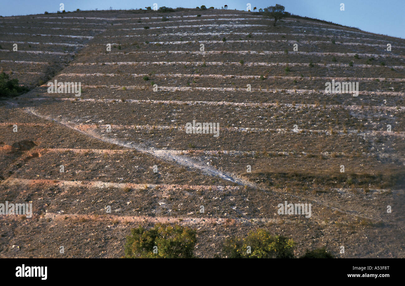 Painet ha0681 5592 mexico antierosion contour ditches altamixteca oaxaca country developing nation less economically Stock Photo