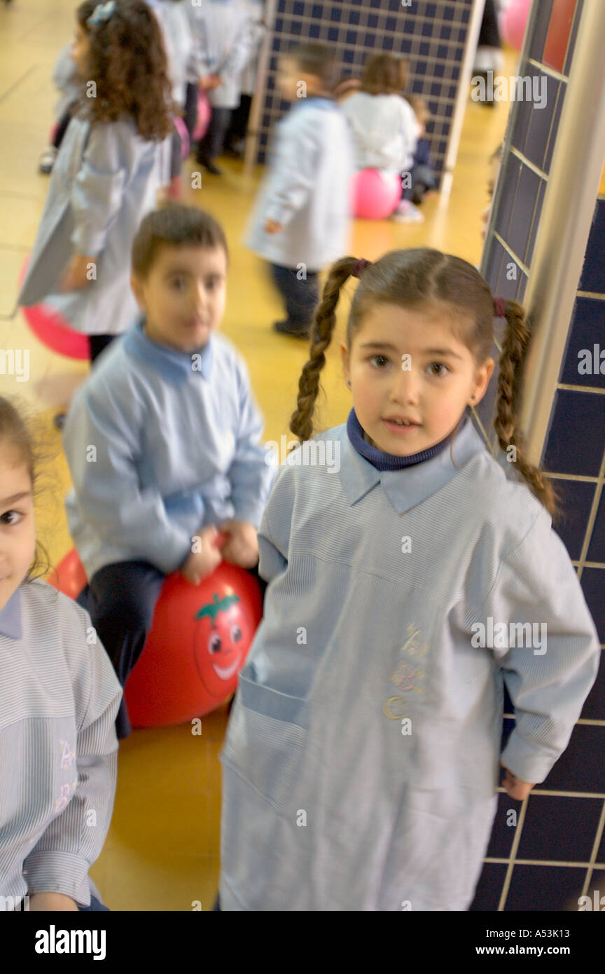 LEBANON BEIRUT Five year old children exercising with their kindergarten class in a Beirut school Stock Photo