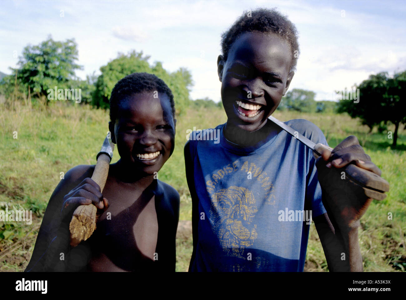 Painet ha1490 3021 children boys chukudum south sudan country developing nation less economically developed culture emerging Stock Photo