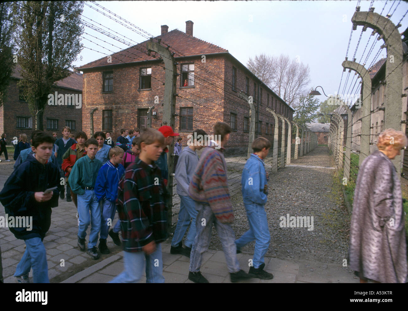 Painet ha1572 3161 poland school children visiting auschwitz concentration camp spprague country developing nation less Stock Photo