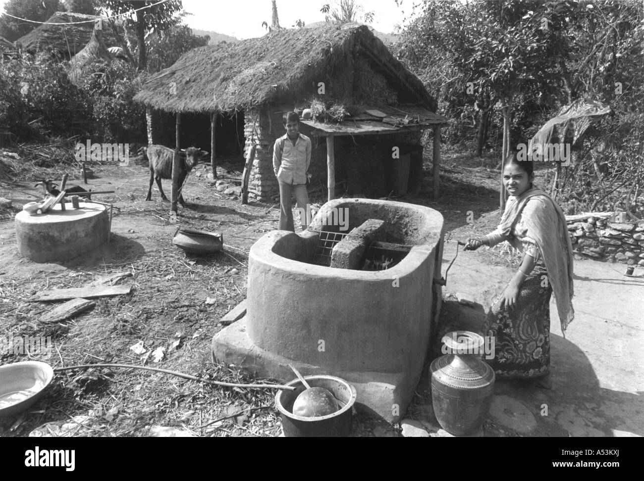 Painet ha1328 128 black and white technology biogas generator pokhara nepal country developing nation less economically Stock Photo
