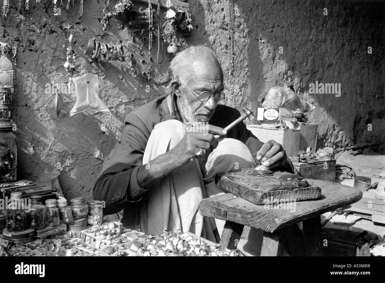 Painet ha1457 288 black and white labor jeweler work kandahar afghanistan country developing nation less economically Stock Photo