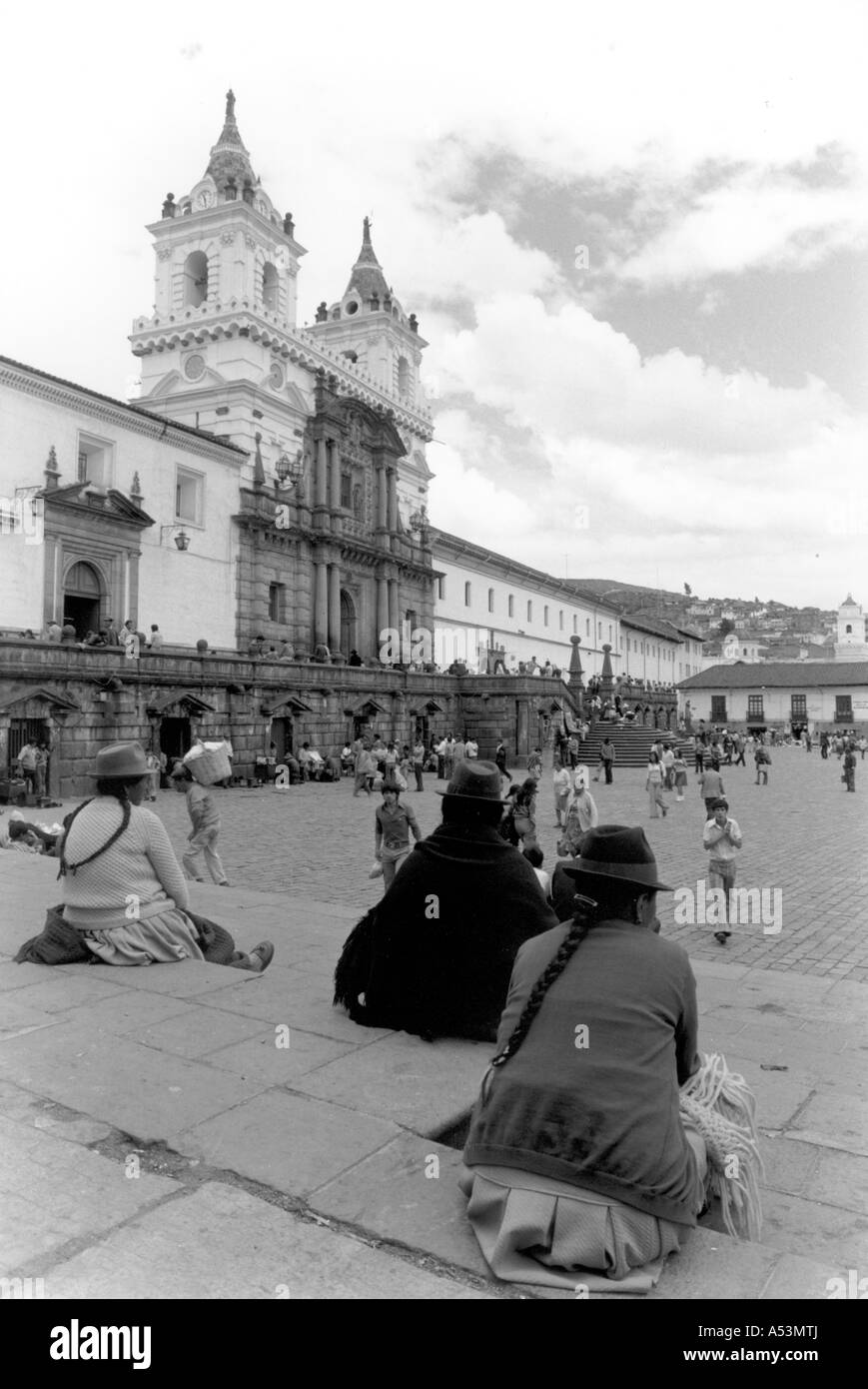 Painet ha1461 292 black and white landcape main square cathedral quito ecuador country developing nation less economically Stock Photo