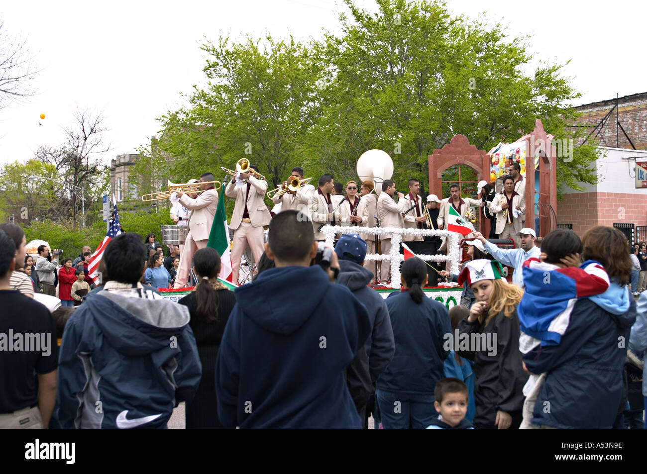 Chicago Float ILLINOIS Chicago Float with Mexican band Cindo de Mayo parade in Pilsen ...