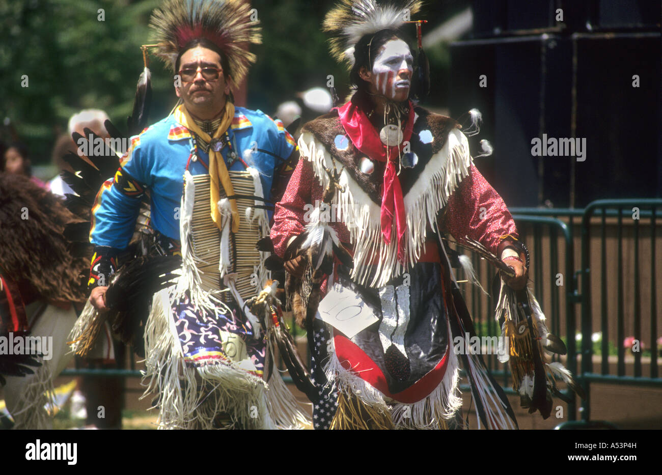 The Grand Parade Of A Lacota Souix Pow Wow. In Denver Colorado,USA