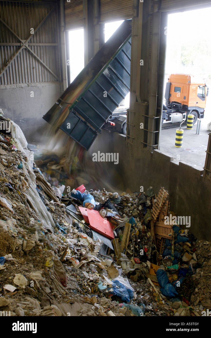 A garbage truck dumping garbage, Rennerod, Germany Stock Photo Alamy