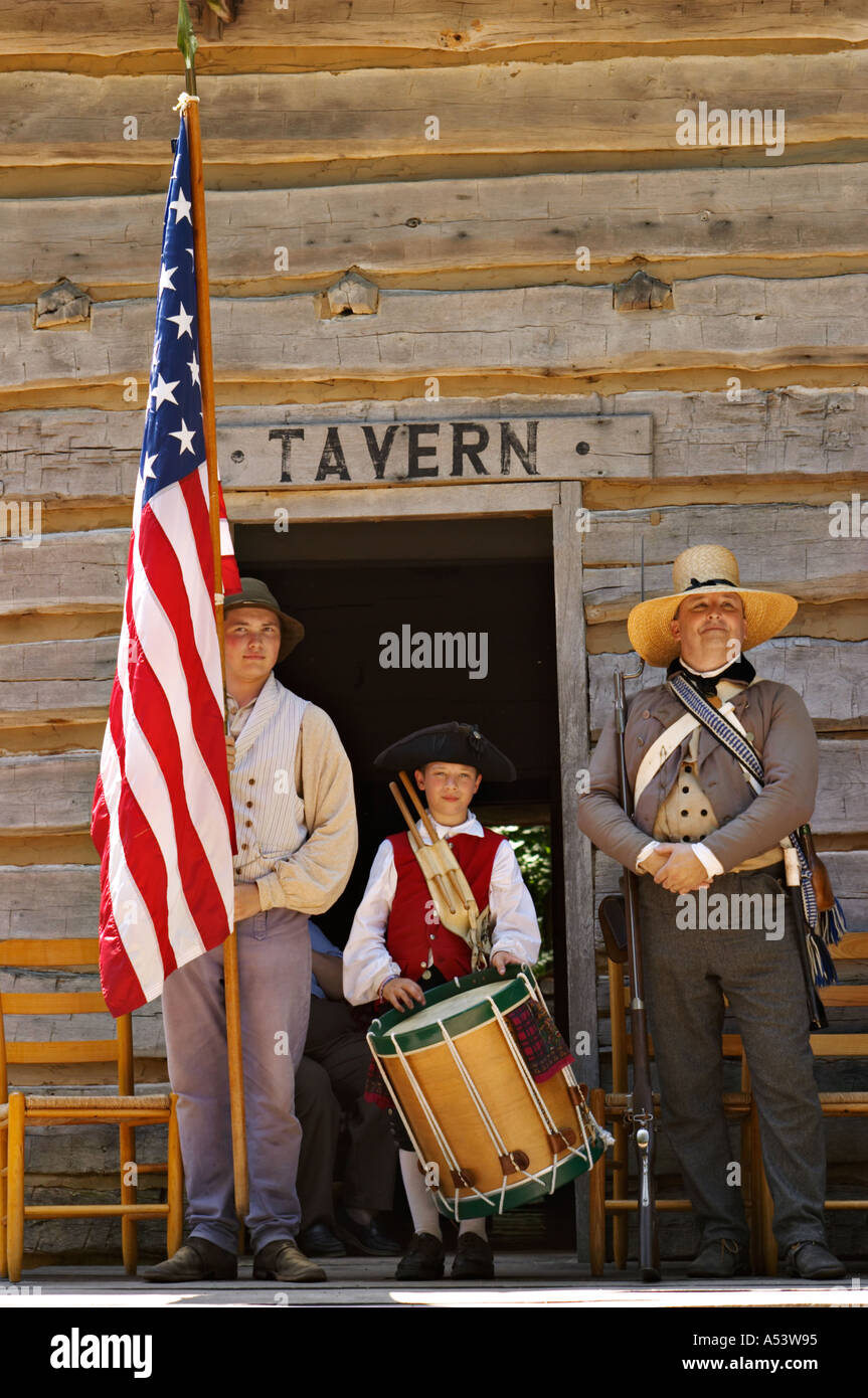 ILLINOIS New Berlin Fourth of July period costumes man hold USA flag