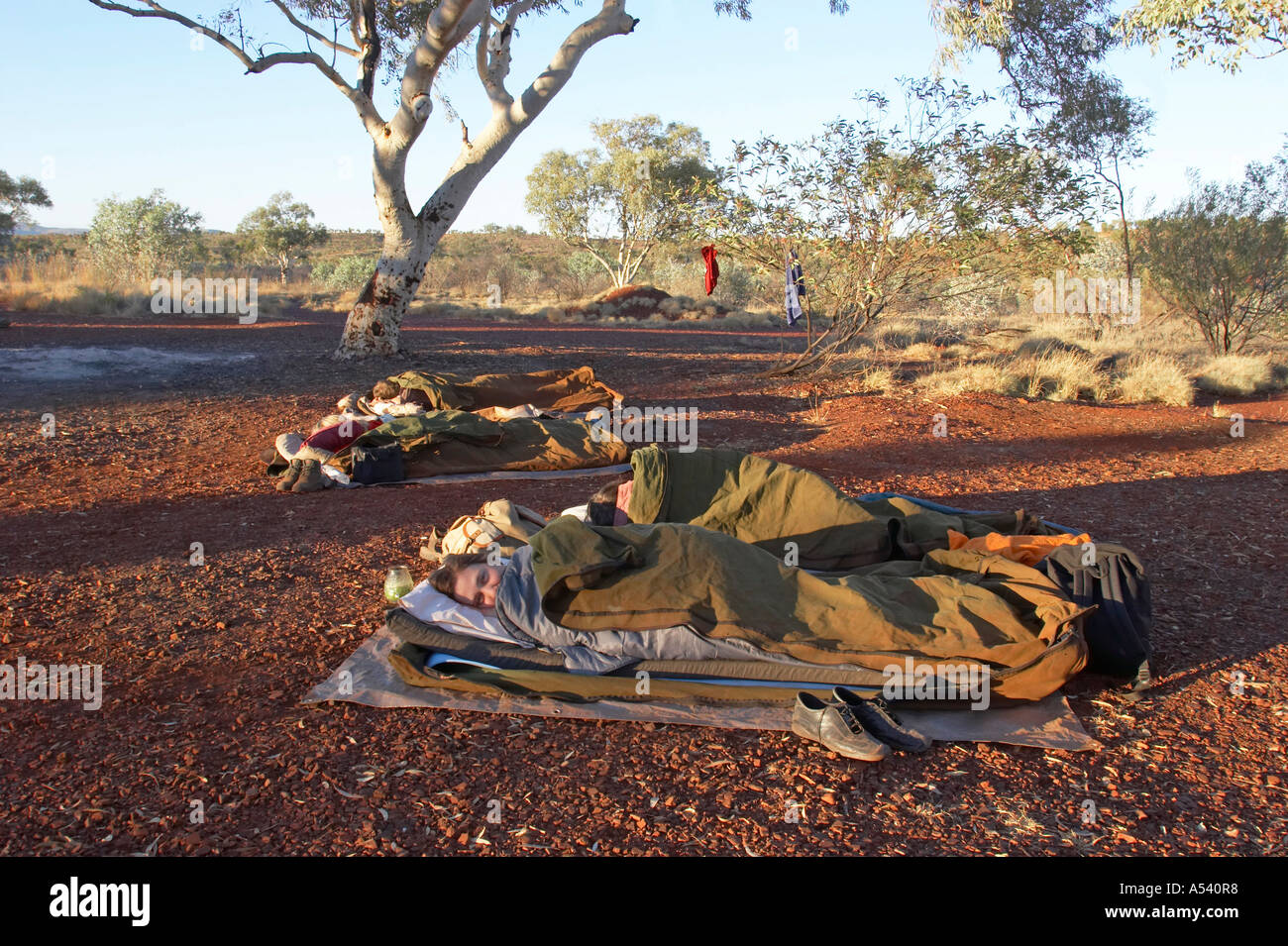 Camping in outback and sleep in a swag Pilbara region western australia