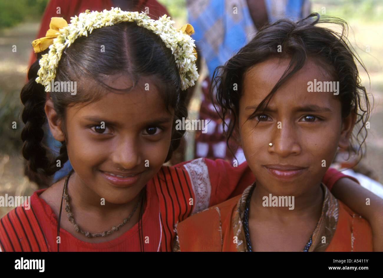 Painet ha2422 5247 india children girls girl mattappatty village tamil nadu country developing nation economically developed Stock Photo