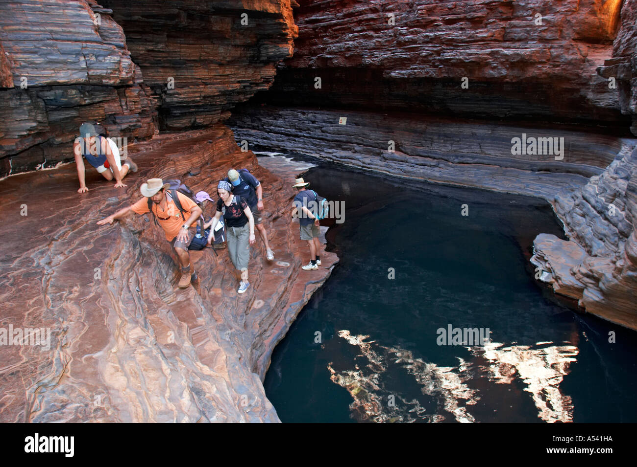 Hiking and rock climbing Kermits Pool Hancock Karijini National
