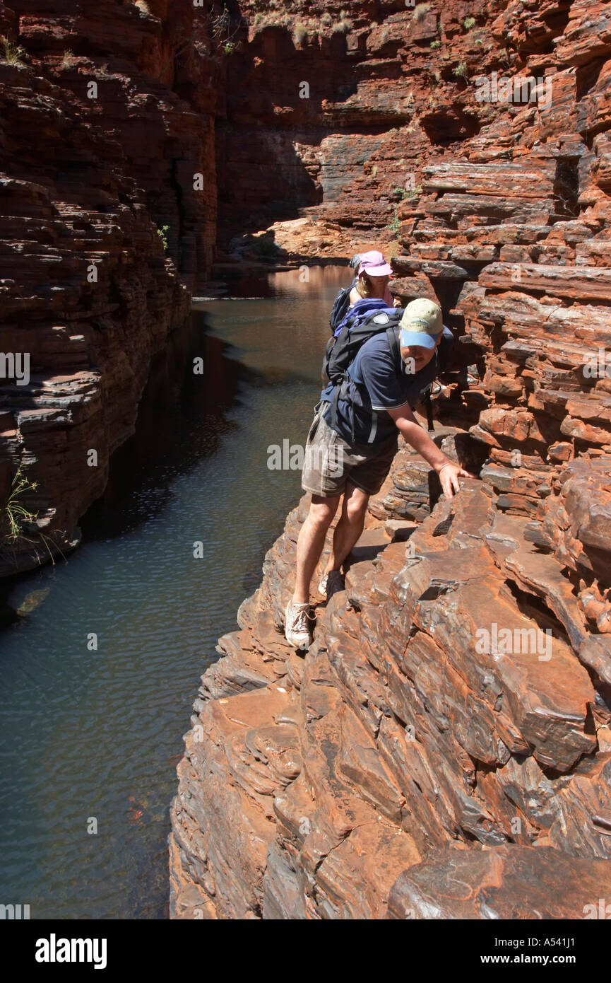 Hiking and rock climbing Hancock Karijini National Park Pilbara