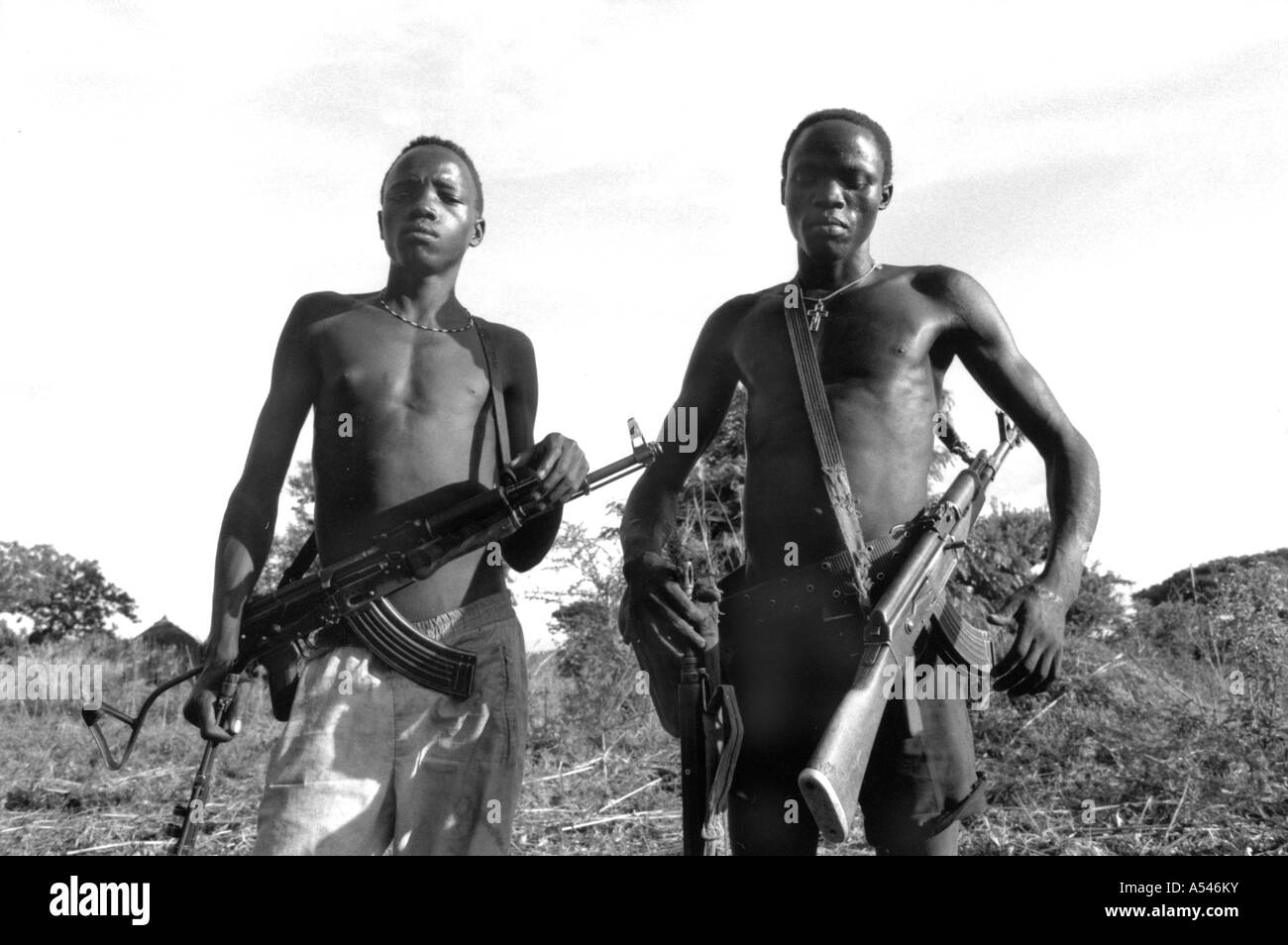 Painet hm1752 black and white war spla soldiers chukudum south sudan country developing nation less economically developed Stock Photo