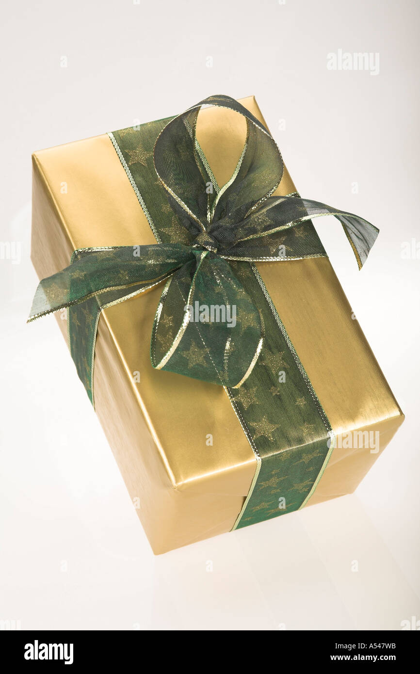 Present Front Present cut out in front of white background Stock Photo - Alamy