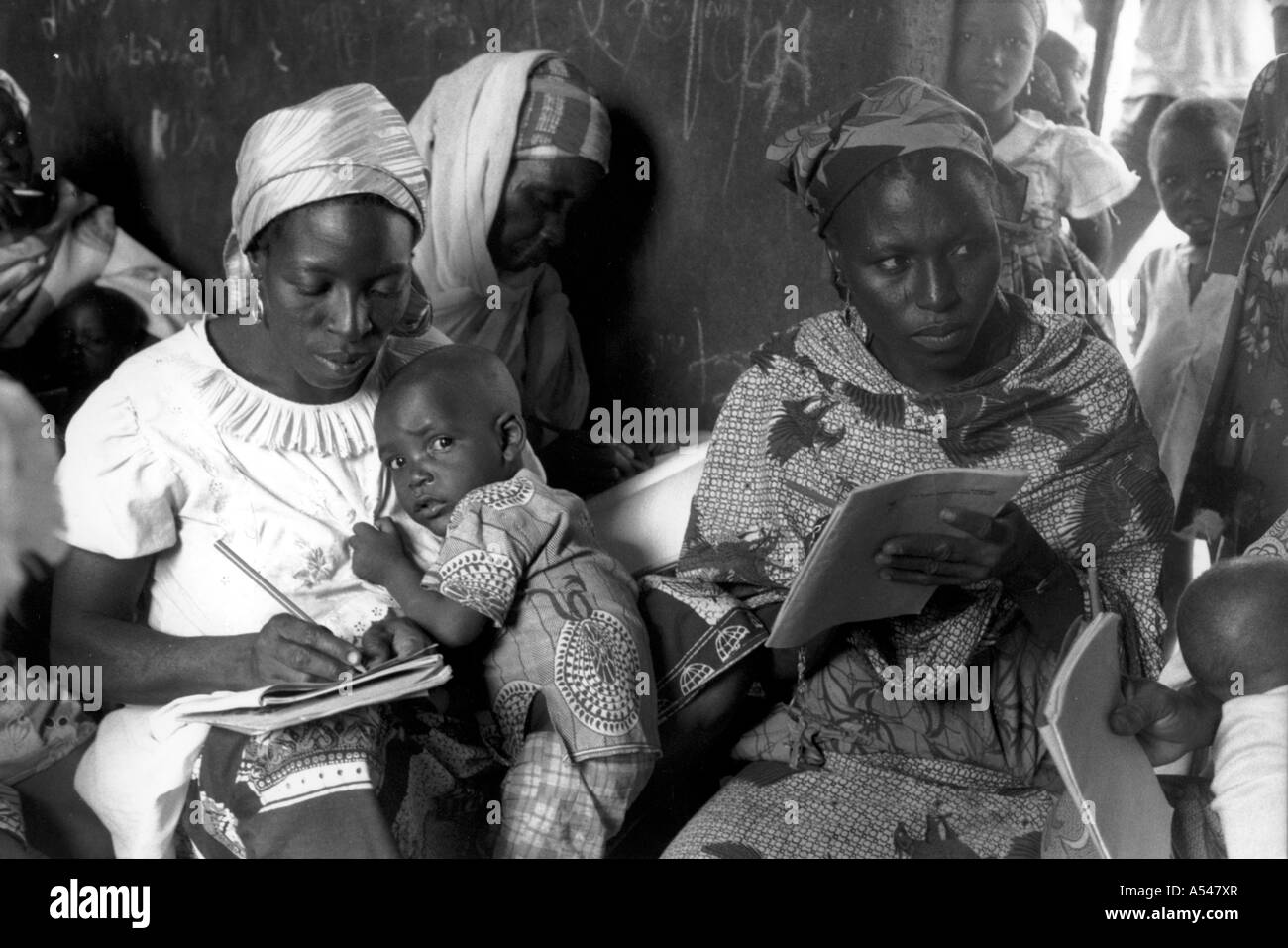 Painet hn1692 053 black and white adult literacy women children class bauchi nigeria country developing nation less Stock Photo