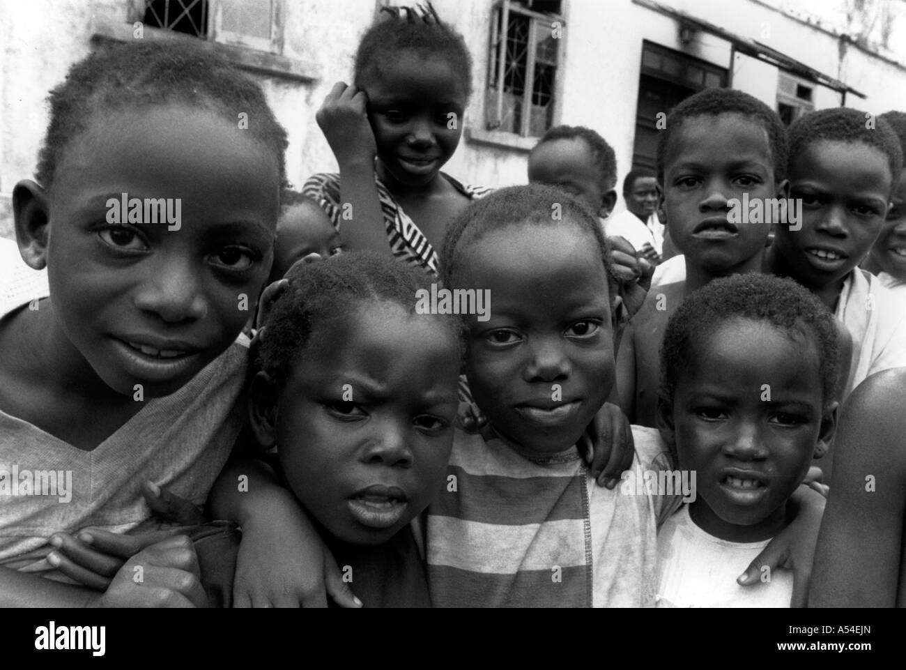 Painet hn2019 708 black and white children buchanan liberia country developing nation less economically developed culture Stock Photo