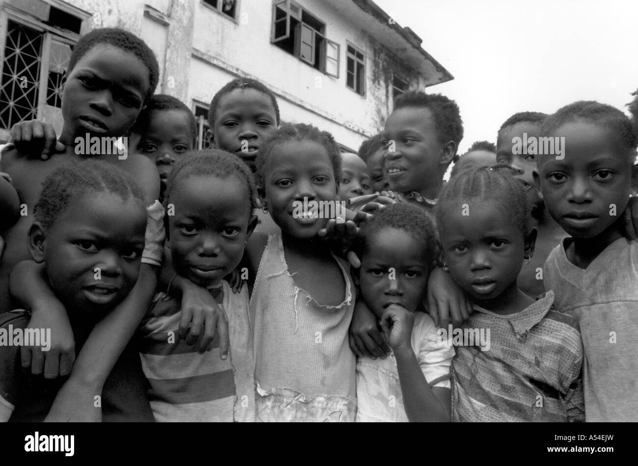 Painet hn2021 711 black and white hildren buchanan liberia country developing nation less economically developed culture Stock Photo