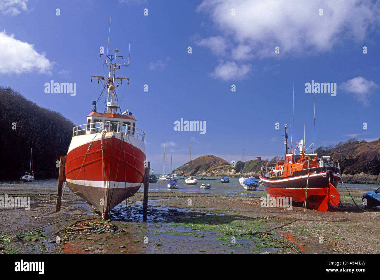 Watermouth North Devon provides a sheltered cove and boat mooring.  XPL 4764-447 Stock Photo