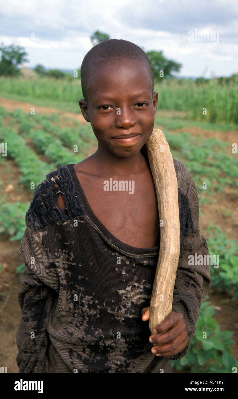 Painet hn2155 7654 ghana boy bongo bolgatanga cultivating soya beans country developing nation less economically developed Stock Photo
