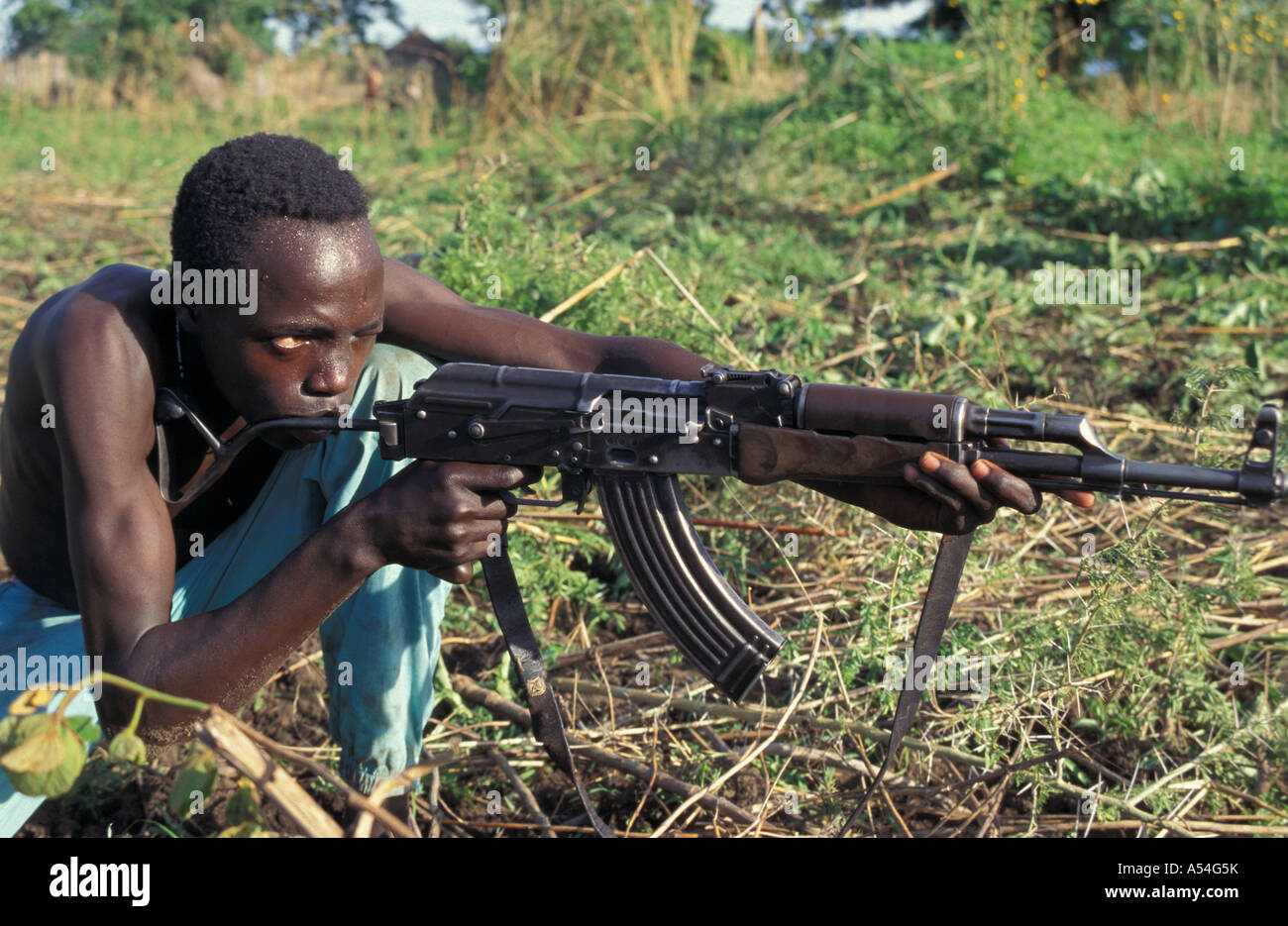 Painet hq1423 south sudan spla soldier chukudum ak47 army christian conflict images war country developing nation less Stock Photo