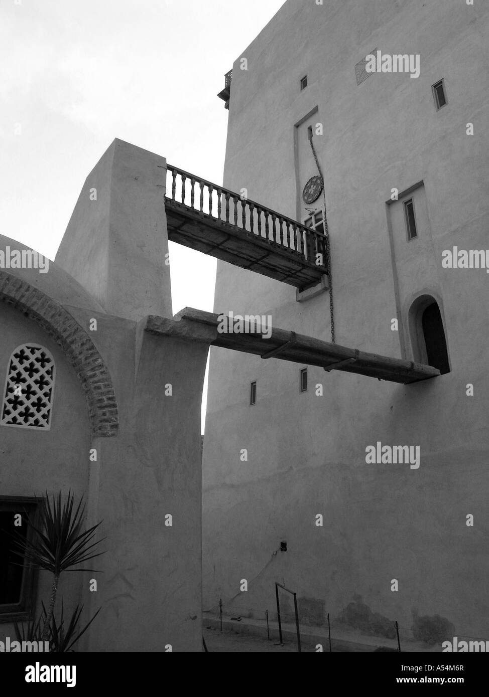 Painet ip1633 8103 black and white egypt drawbridges keep sourian coptic orthodox monastery wadi natrun country developing Stock Photo