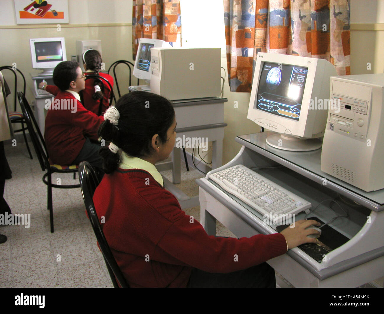 ip1643 5720 students class girls egypt computer room abou kir