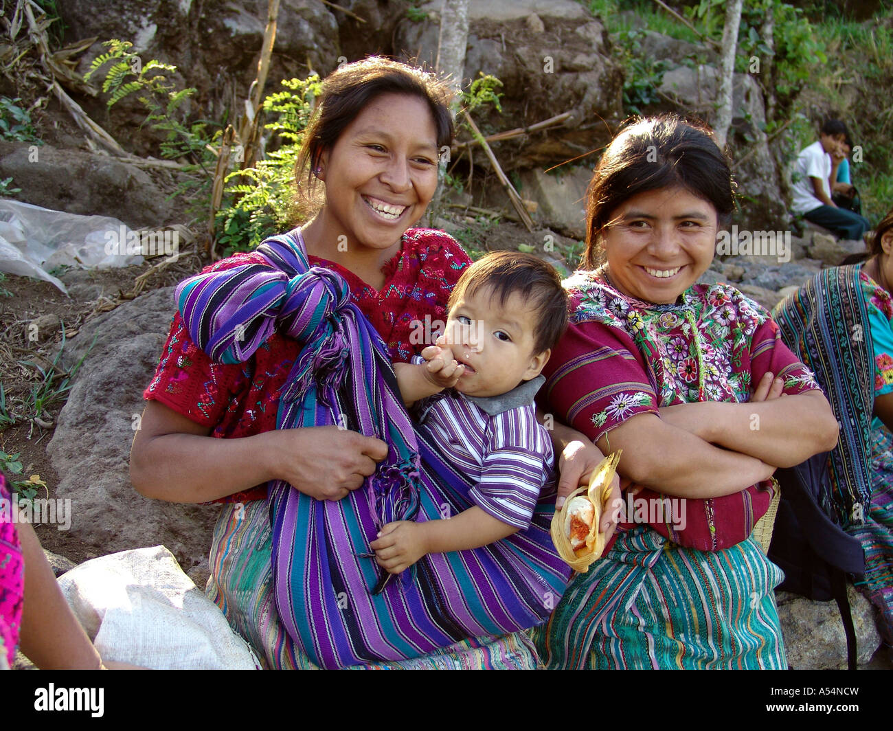 Painet ip1691 guatemala mayan women children san lucas toliman country developing nation less economically developed culture Stock Photo