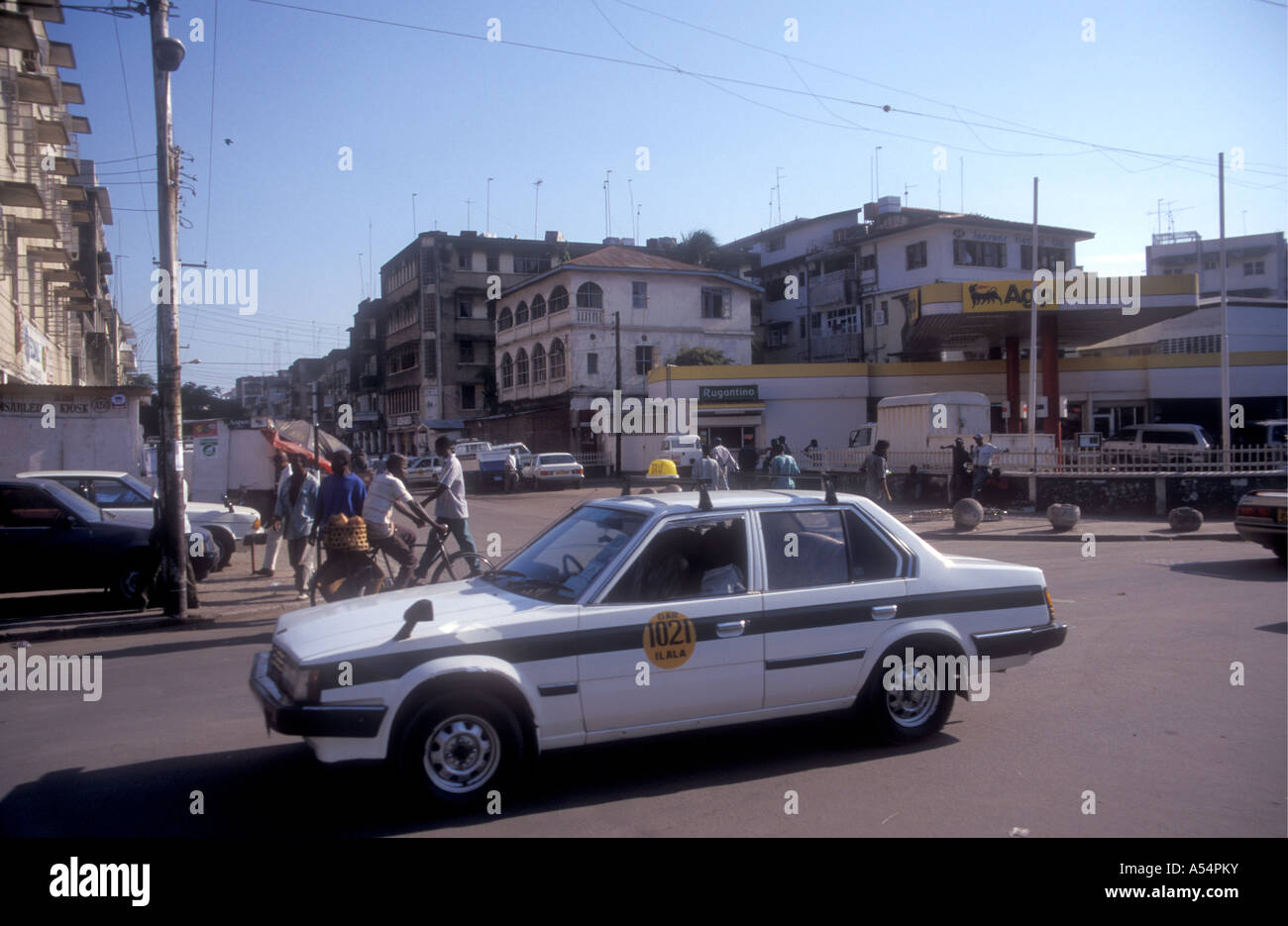 Taxi at an intersection in the city centre of Dar es Salaam Tanzania